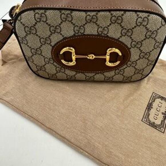 Women's Gucci Horsebit 1955 small shoulder bag GG Supreme made in Italy - Picture 12 of 16